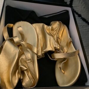 Authentic Chanel Sandals Booties in Gold size 38 NIB Neiman Marcus